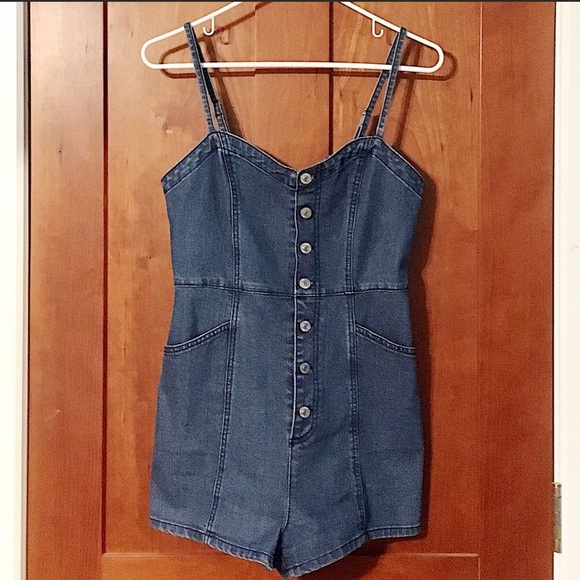 denim button up jumpsuit